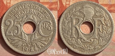 Франция 25 сантимов 1924 года, KM# 867a, 413o-008