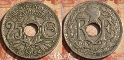 Франция 25 сантимов 1924 года, KM# 867a, 498р-061 ♛