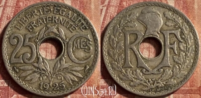 Франция 25 сантимов 1925 года, KM# 867a, 077p-116