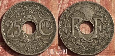 Франция 25 сантимов 1925 года, KM# 867a, 087p-139