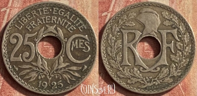 Франция 25 сантимов 1925 года, KM# 867a, 129p-013