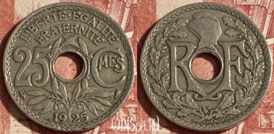 Франция 25 сантимов 1925 года, KM# 867a, 224p-015