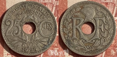 Франция 25 сантимов 1925 года, KM# 867a, 225p-118