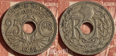 Франция 25 сантимов 1925 года, KM# 867a, 247p-123 ♛