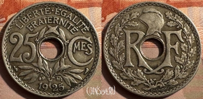 Франция 25 сантимов 1925 года, KM# 867a, 335s-083