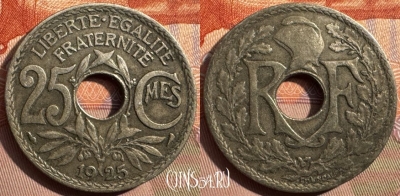 Франция 25 сантимов 1925 года, KM# 867a, 346s-096