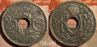 Франция 25 сантимов 1925 года, KM# 867a, 350s-088