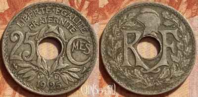 Франция 25 сантимов 1925 года, KM# 867a, 358q-129 ♛