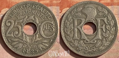 Франция 25 сантимов 1925 года, KM# 867a, 360p-108 ♛