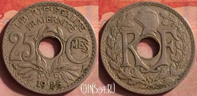 Франция 25 сантимов 1925 года, KM# 867a, 430o-004