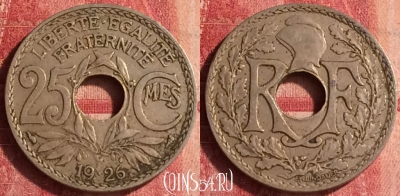 Франция 25 сантимов 1926 года, KM# 867a, 343o-053 ♛