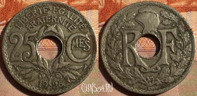 Франция 25 сантимов 1926 года, KM# 867a, 351s-114 ♛