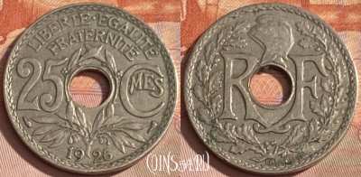 Франция 25 сантимов 1926 года, KM# 867a, 352p-140 ♛