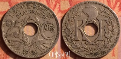 Франция 25 сантимов 1926 года, KM# 867a, 441o-113