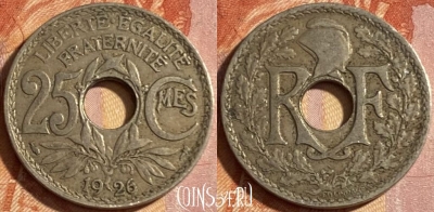 Франция 25 сантимов 1926 года, KM# 867a, 490р-117 ♛