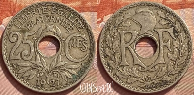 Франция 25 сантимов 1927 года, KM# 867a, 349q-001 ♛