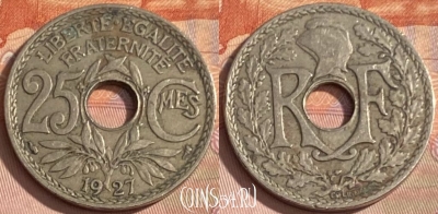 Франция 25 сантимов 1927 года, KM# 867a, 353p-006 ♛