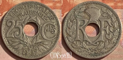 Франция 25 сантимов 1927 года, KM# 867a, 360p-061 ♛