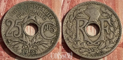 Франция 25 сантимов 1927 года, KM# 867a, 427p-123 ♛