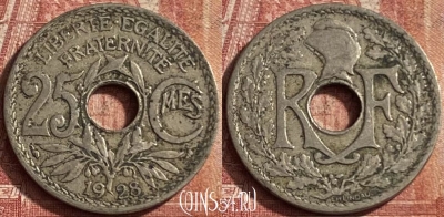 Франция 25 сантимов 1928 года, KM# 867a, 076p-091