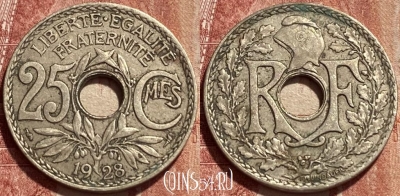 Франция 25 сантимов 1928 года, KM# 867a, 390q-126 ♛