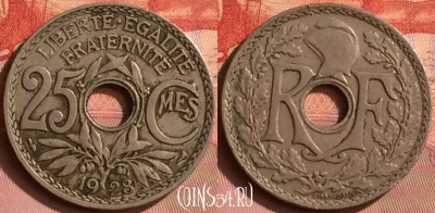 Франция 25 сантимов 1928 года, KM# 867a, 396o-121 ♛