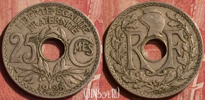 Франция 25 сантимов 1928 года, KM# 867a, 406-063