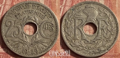 Франция 25 сантимов 1929 года, KM# 867a, 088p-006