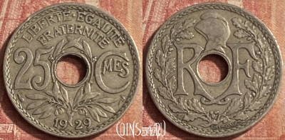 Франция 25 сантимов 1929 года, KM# 867a, 096p-014