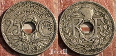 Франция 25 сантимов 1929 года, KM# 867a, 128s-017 ♛