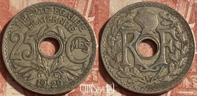 Франция 25 сантимов 1929 года, KM# 867a, 262p-068 ♛