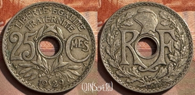 Франция 25 сантимов 1929 года, KM# 867a, 309s-053 ♛