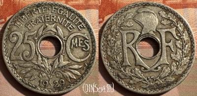Франция 25 сантимов 1929 года, KM# 867a, 342s-042