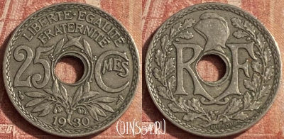 Франция 25 сантимов 1930 года, KM# 867a, 096p-037