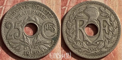 Франция 25 сантимов 1930 года, KM# 867a, 127p-065