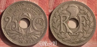 Франция 25 сантимов 1930 года, KM# 867a, 185m-099