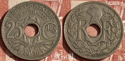 Франция 25 сантимов 1930 года, KM# 867a, 224p-131