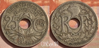 Франция 25 сантимов 1930 года, KM# 867a, 348p-011 ♛