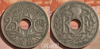 Франция 25 сантимов 1930 года, KM# 867a, 348p-072 ♛