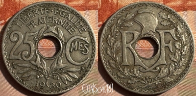 Франция 25 сантимов 1930 года, KM# 867a, 354s-030