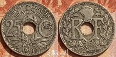 Франция 25 сантимов 1930 года, KM# 867a, 356q-026 ♛
