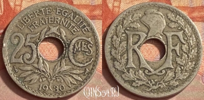 Франция 25 сантимов 1930 года, KM# 867a, 412o-052