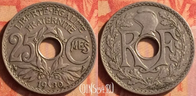 Франция 25 сантимов 1930 года, KM# 867a, 443o-141