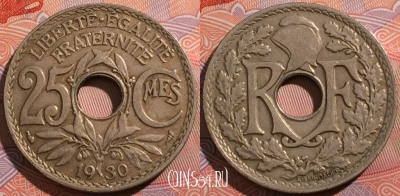 Франция 25 сантимов 1930 года, KM# 867a, a099-001