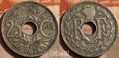 Франция 25 сантимов 1931 года, KM# 867a, 342s-070