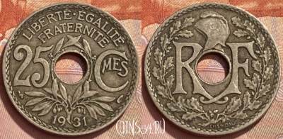 Франция 25 сантимов 1931 года, KM# 867a, 352q-066 ♛