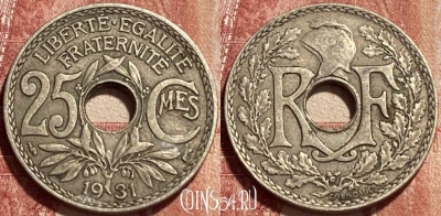 Франция 25 сантимов 1931 года, KM# 867a, 384q-083 ♛