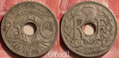 Франция 25 сантимов 1932 года, KM# 867a, 180m-019