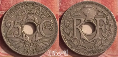 Франция 25 сантимов 1932 года, KM# 867a, 186m-008 ♛
