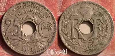 Франция 25 сантимов 1932 года, KM# 867a, 196m-022